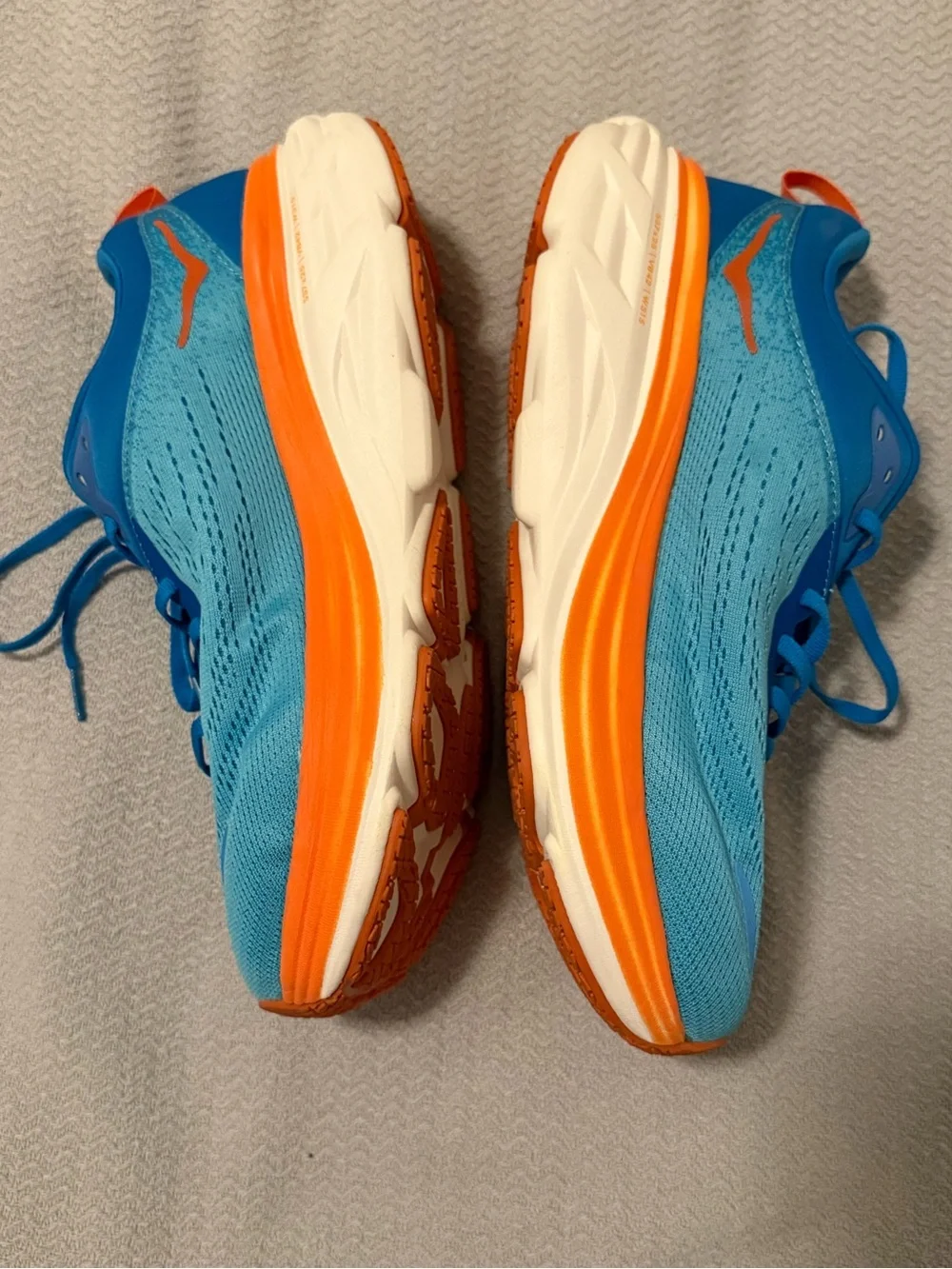 Hoka Men's Blue and Orange Cushioned Running Sneakers size 10